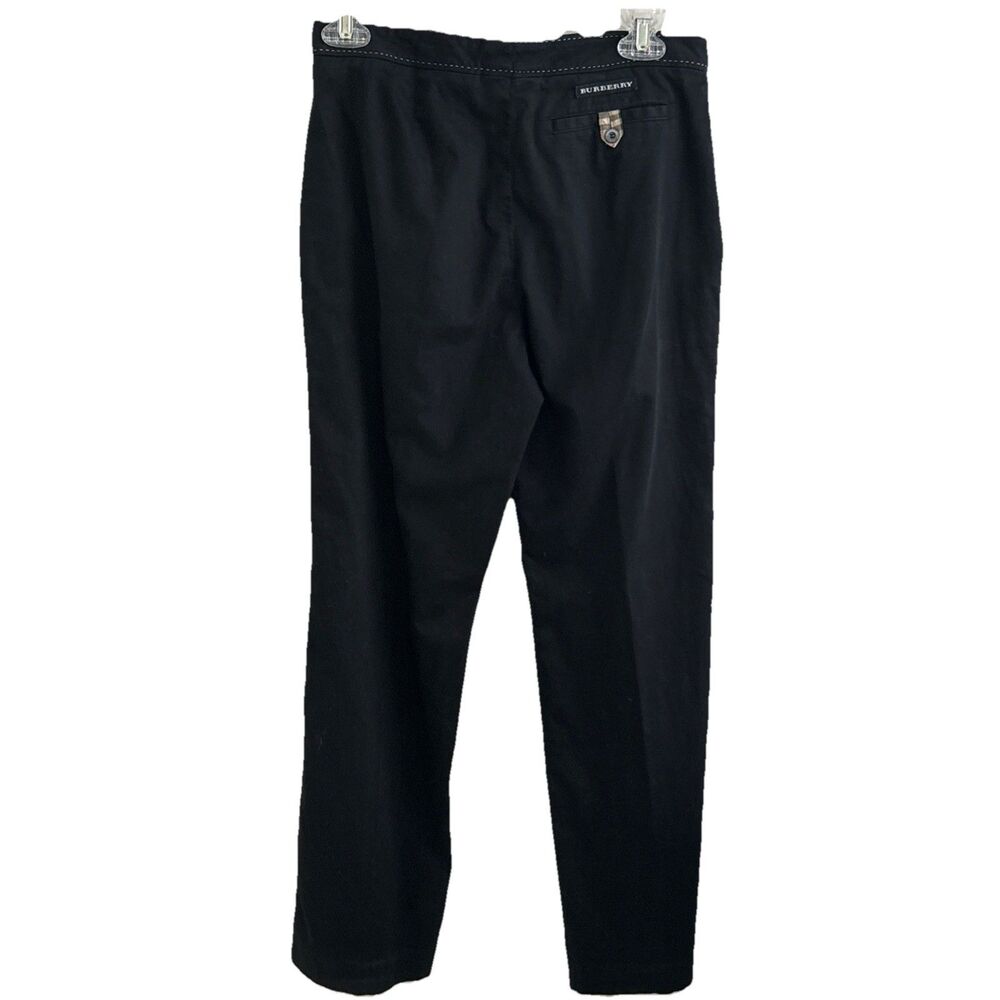 Burberry Golf Slacks Pants - Black Contrast Seams Straight Nova Check Leg Sz 4